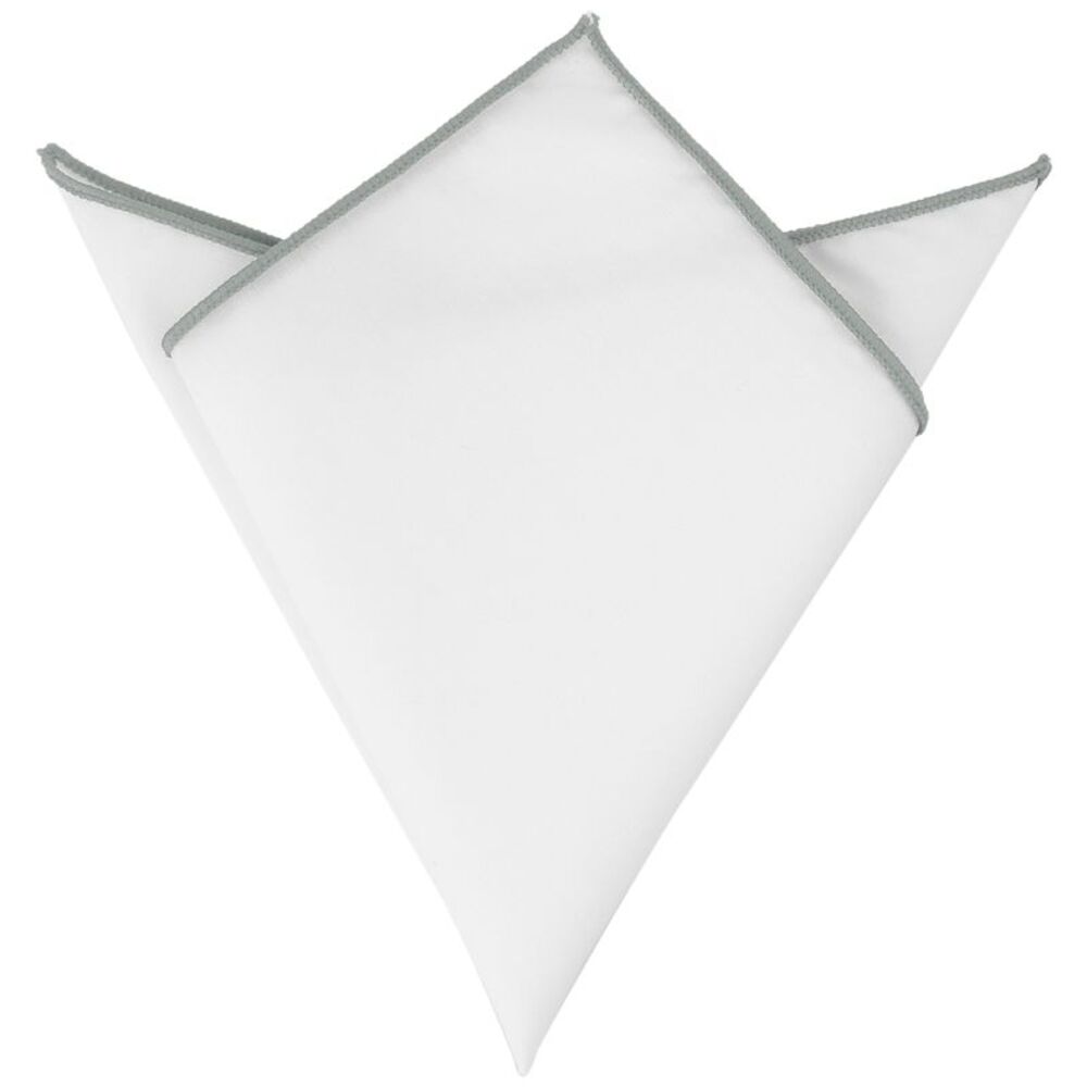Cotton Handkerchiefs Color Contrast Trim White Pocket Squares Tuxedo Silver Gray